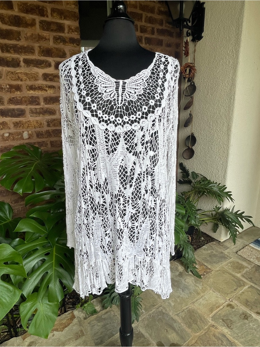 White Crochet Swim Cover-Up Dress